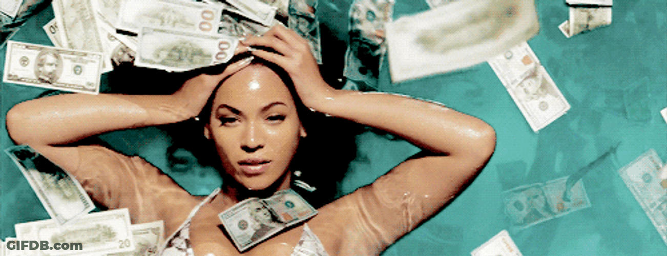 Beyonce In A Pool With Money Pay Me GIF