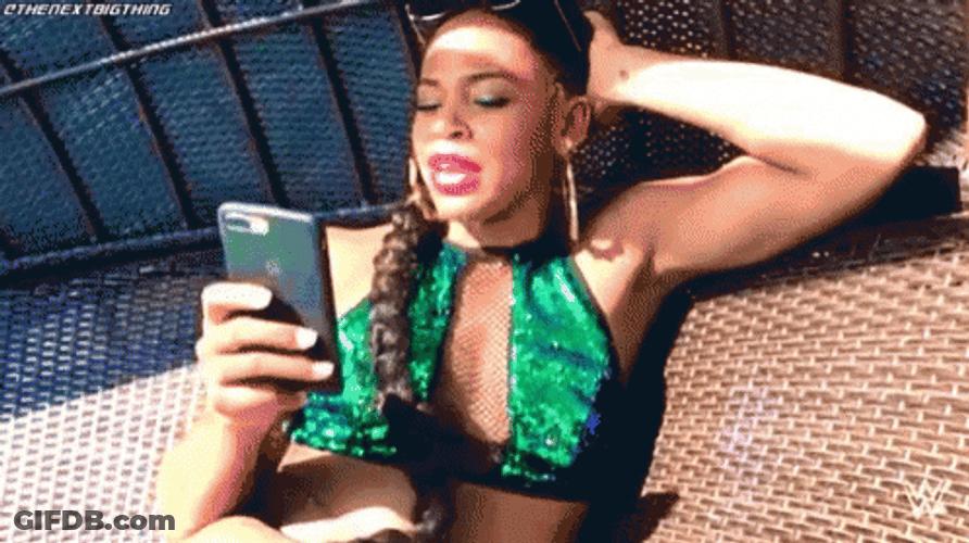 Bianca Belair Throwing Phone GIF