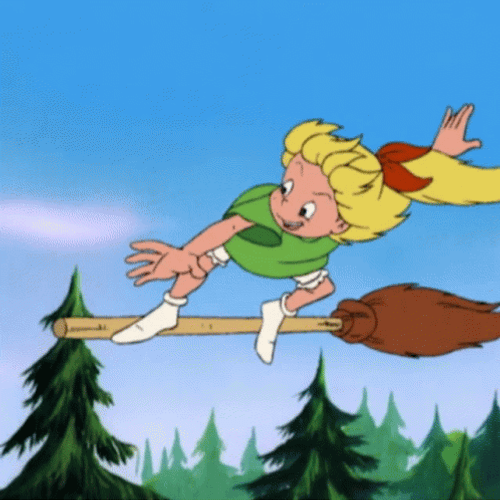 Bibi Blocksberg Riding A Broom GIF