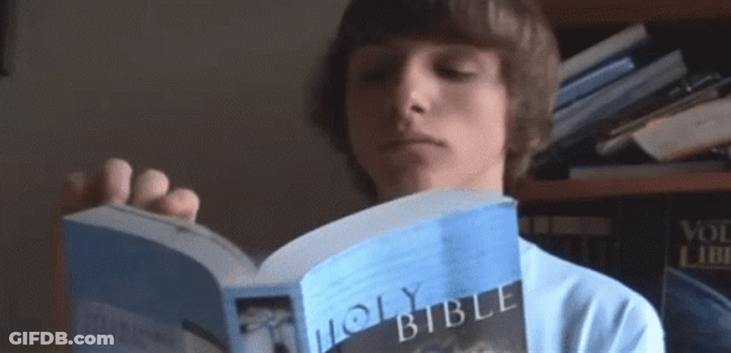 Bible Blue Paperback Reading Flip Page GIF