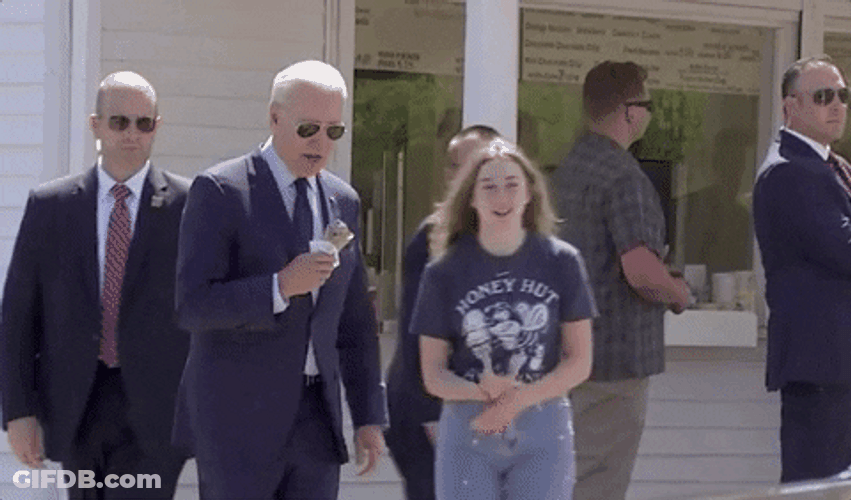 Biden Ice Cream Eating Outside Walking GIF