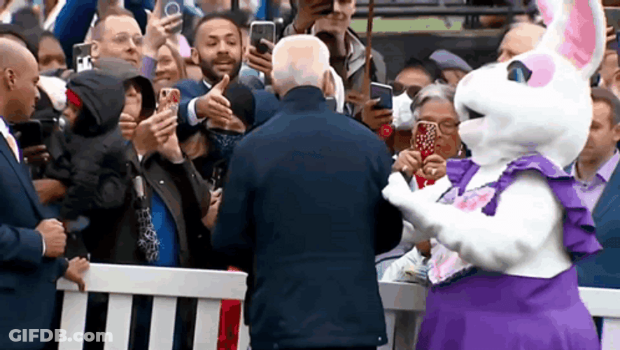 Biden Ice Cream With Easter Bunny GIF