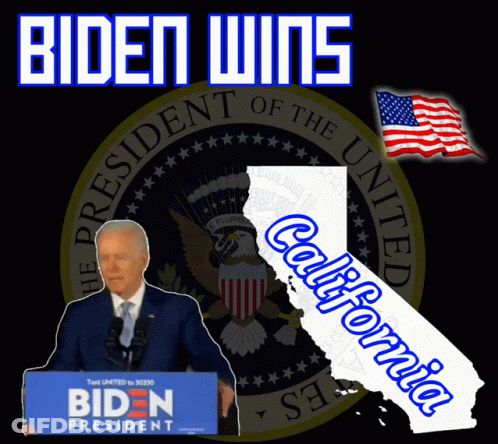 Biden Wins California Map Poster GIF