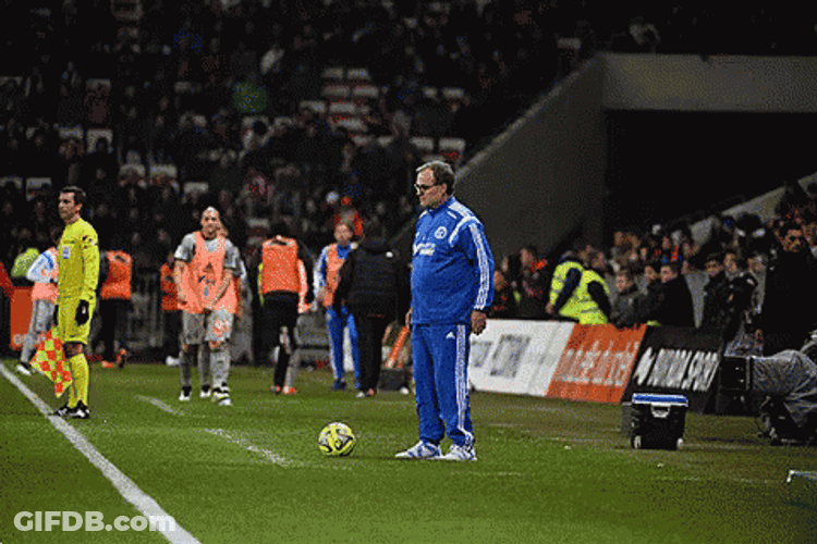 Bielsa Kicks Stray Ball GIF