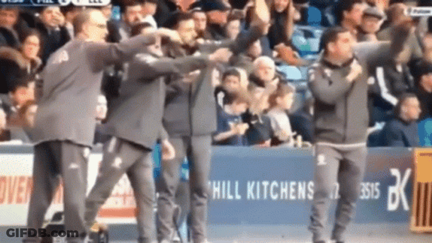 Bielsa Screaming With Colleagues Signal Go GIF