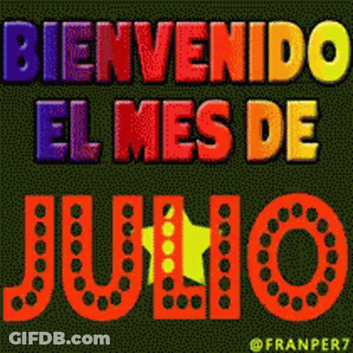 Bienvenido El Mes De Julio Sign With Yellow Star GIF