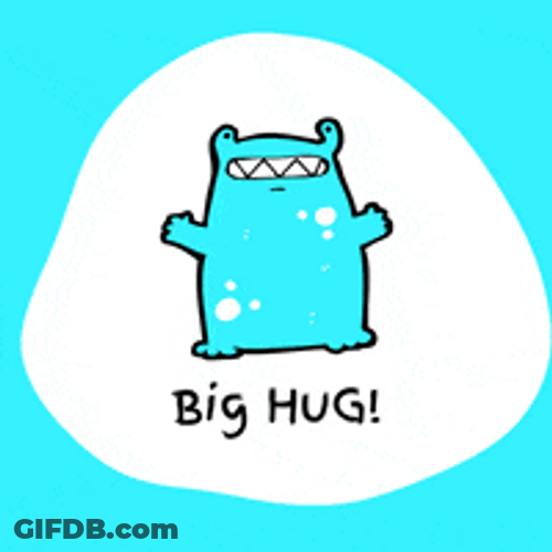 Big Air Hug Blue Happy Monster Cartoon GIF