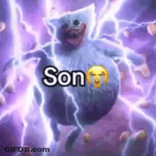 Big Belly Cartoon Character Surrounded By Lightning Son GIF