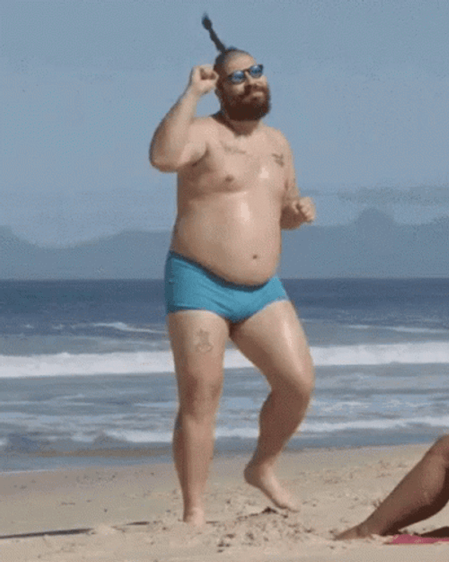Big Belly Man Funny Beach GIF