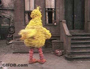 Big Bird Dancing In Front Of No Parking Sign GIF