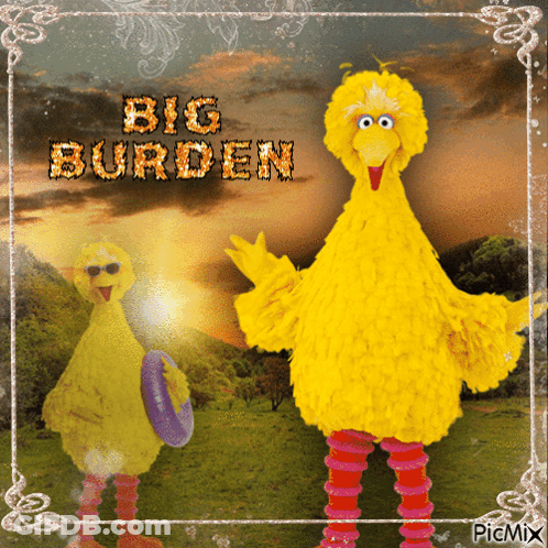 Big Bird From Sesame Street Is Holding A Frisbee GIF