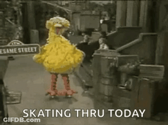Big Bird Skating Thru Today GIF