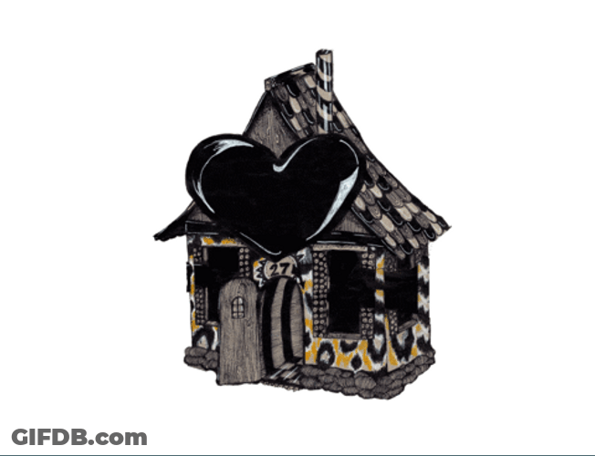 Big Black Heart House Hug GIF