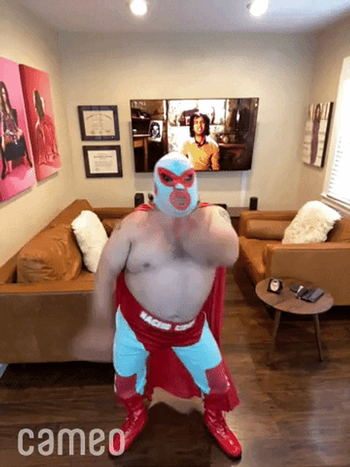 Big Ed Wearing Naho Libre Costume Dancing GIF