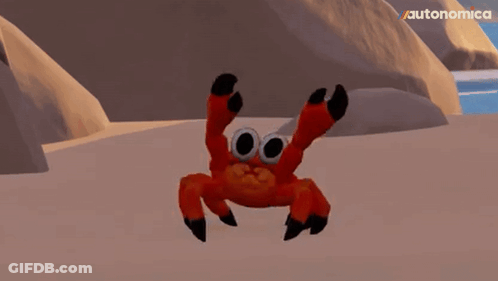 Big-Eyed Red Crab Dancing On Beach With Autonomica GIF