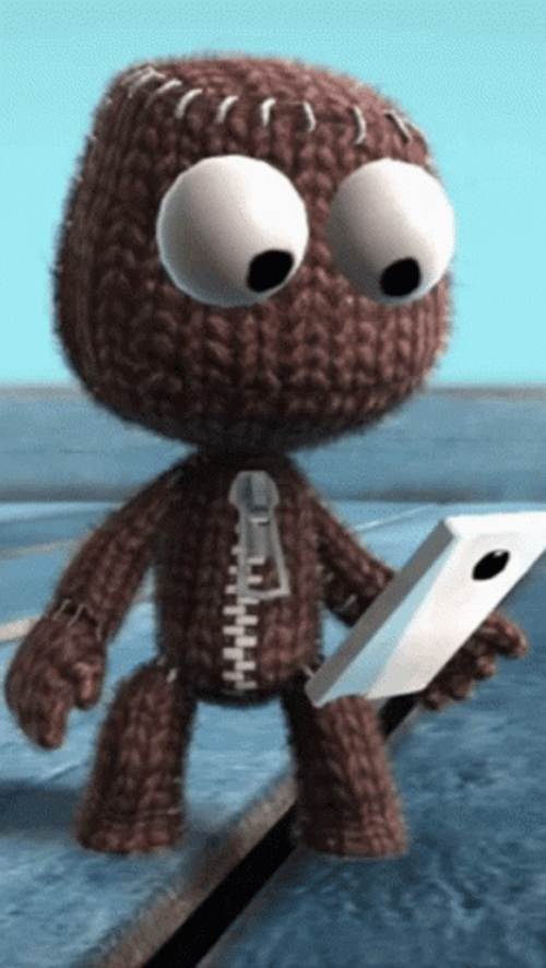 Big Eyes Sackboy Phone GIF