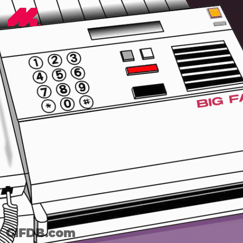 Big Fax Machine On Purple Surface GIF
