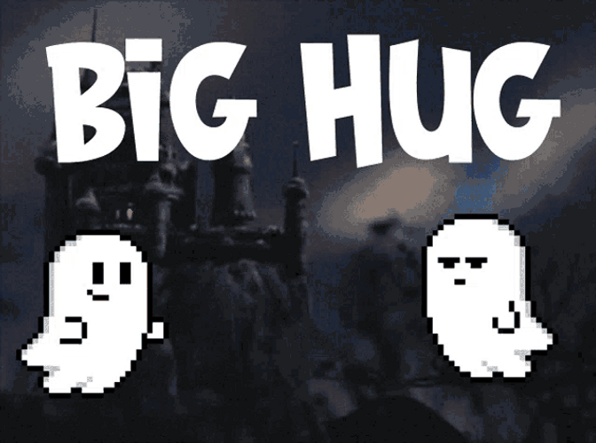 Big Ghost Hug Cute Cartoon Couple GIF