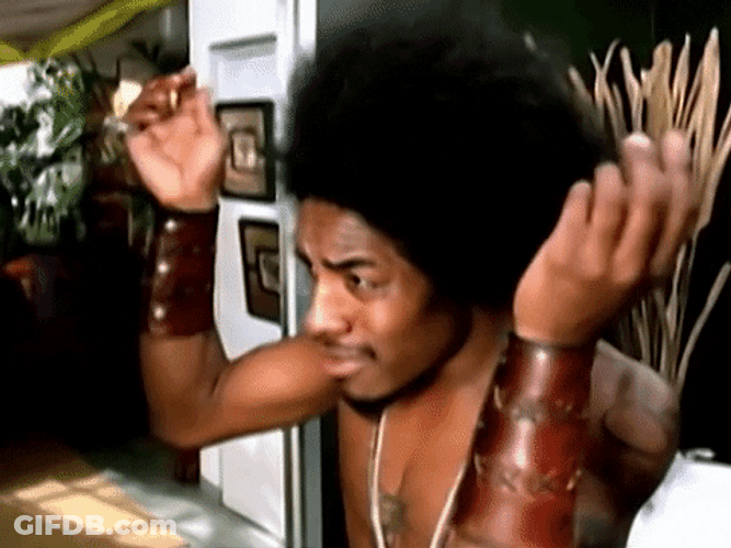 Big Guy Teasing Afro Hair GIF