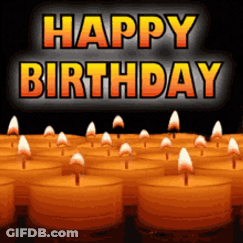 Big Happy Birthday Candles With Black Background GIF