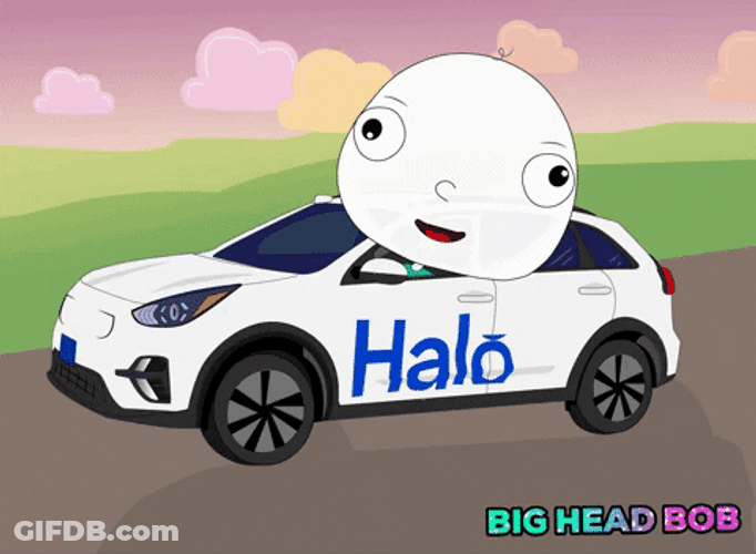 Big Head Bob Riding A Car GIF