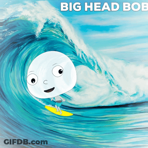 Big Head Bob Surfing GIF