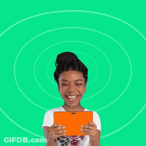 Big Head Happy Woman GIF