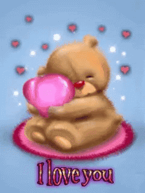 Big Heart Hugged By Bear I Love You GIF