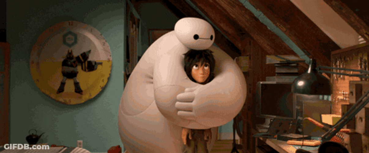 Big Hero 6 Baymax Hugging Hiro Cartoon Love GIF