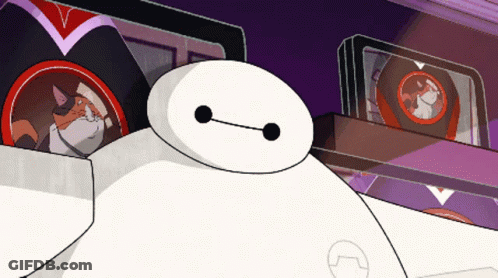 Big Hero 6 Cartoon Character With Cat In Capsule GIF