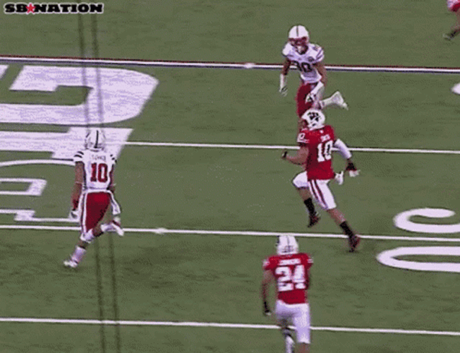 Big Hits Football Defending Nebraska Versus Wisconsin GIF