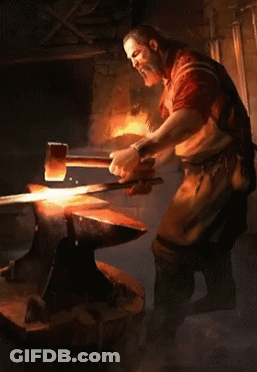 Big Man Pounding On Anvil GIF