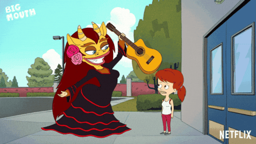Big Mouth Connie The Monstress Playing Guitar GIF