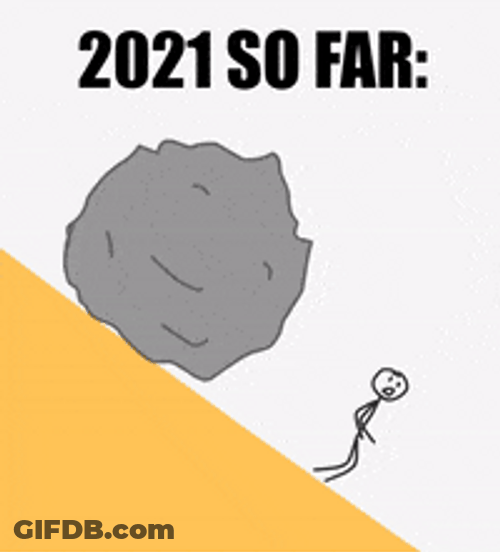 Big Rock Rolling Over A Running Stickman GIF
