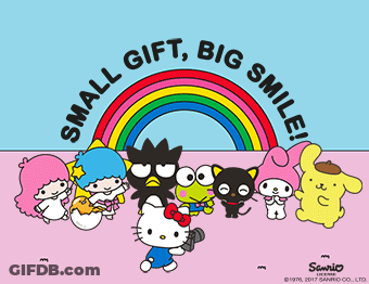 Big Smile Rainbow Gift Poster With Cartoon Characters GIF