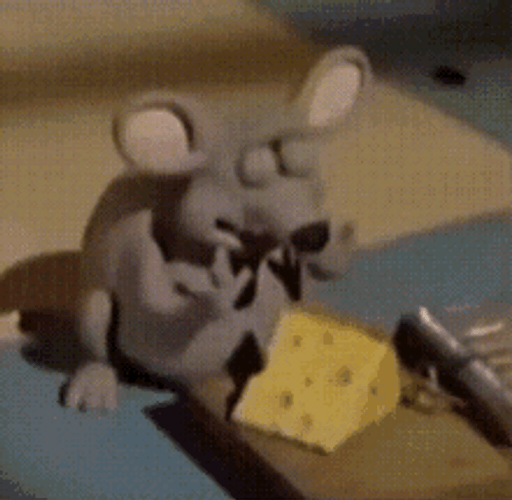 Big Stomach Rat Eating Cheese GIF