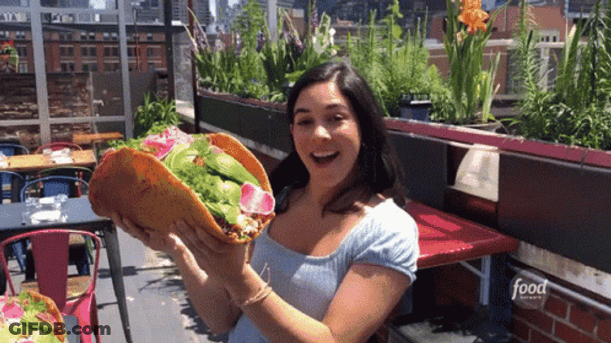 Big Tacos Mexican Food Open Mouth Heather Novak GIF
