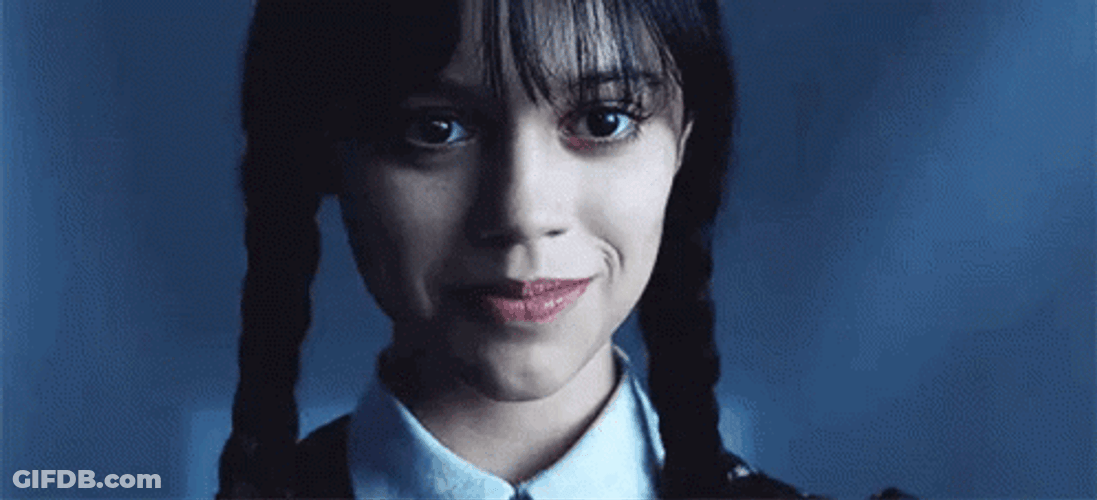 Big Wednesday Addams Is Smiling GIF