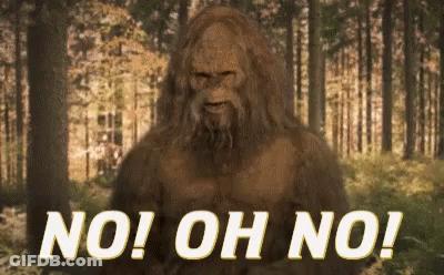 Bigfoot In Woods Saying No Oh No GIF