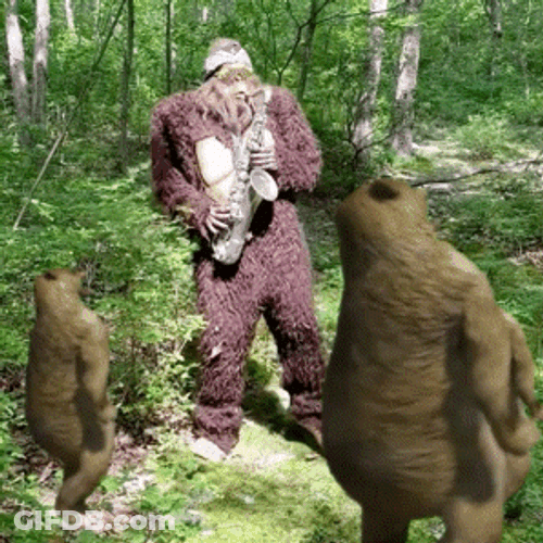 Bigfoot Sasquatch Saxophone Party GIF