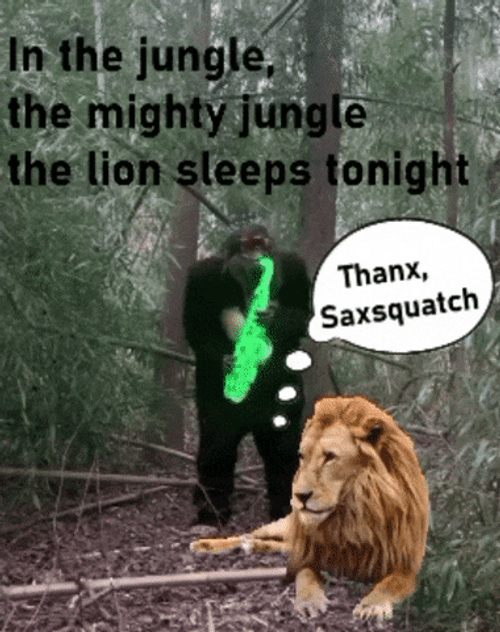 Bigfoot Saxophone Sasquatch Lion Meme GIF
