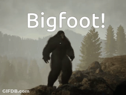 Bigfoot Standing On Rock In Woods GIF