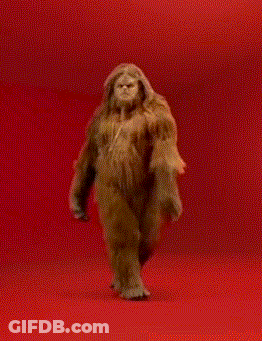Bigfoot Walking Across Red Surface GIF