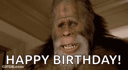 Bigfoot With Beard Saying Happy Birthday GIF