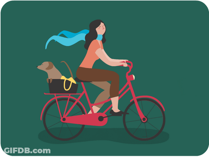 Biking Woman And Dog GIF