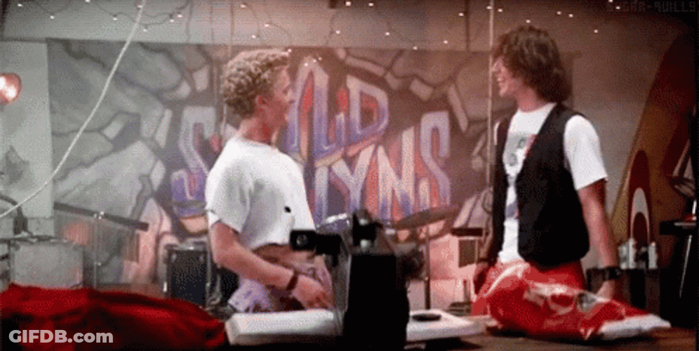 Bill And Ted Aggressive Air Guitar Noises GIF