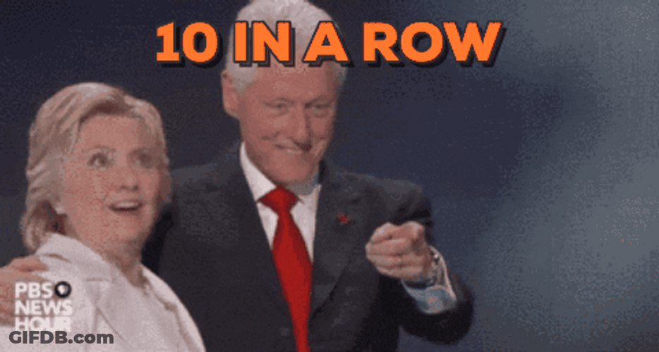 Bill Clinton Balloons Ten In A Row GIF