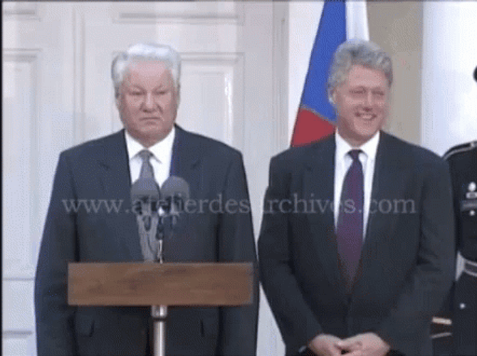 Bill Clinton Laughing Boris Yeltsin GIF