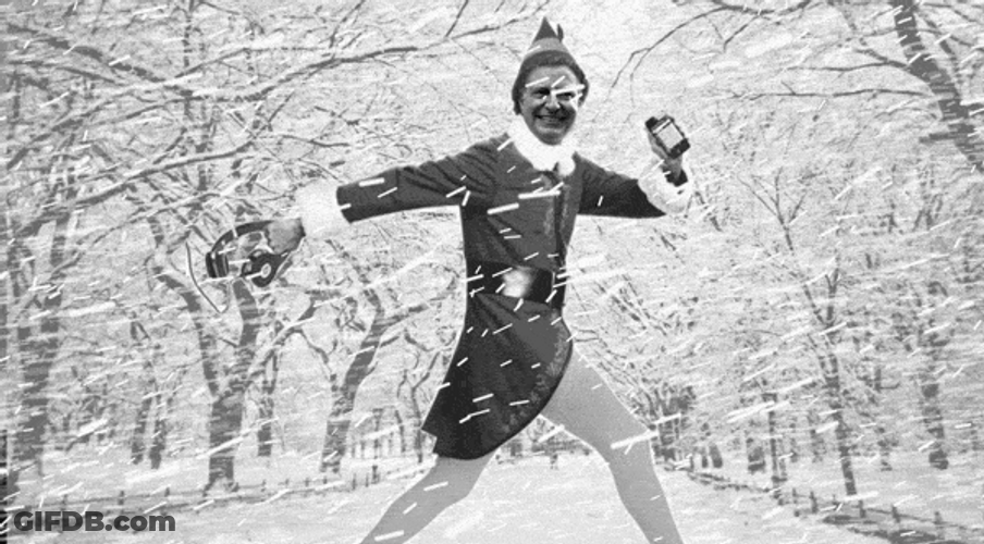 Bill De Blasio Elf Walking In Snow Storm GIF