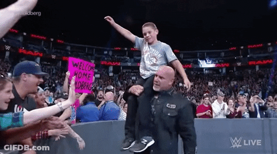 Bill Goldberg High Fives Fans GIF